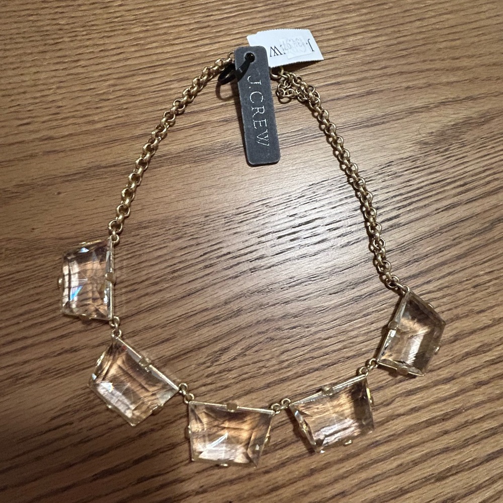J. Crew Gold and Cream Necklace with Geometric Design